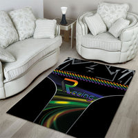 Racing Pride Area Rug Racing Rainbow Cyberpunk Style