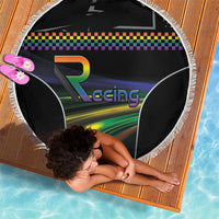 Racing Pride Beach Blanket Racing Rainbow Cyberpunk Style