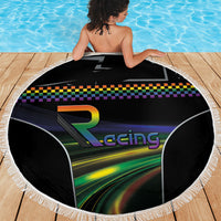 Racing Pride Beach Blanket Racing Rainbow Cyberpunk Style