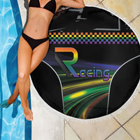 Racing Pride Beach Blanket Racing Rainbow Cyberpunk Style