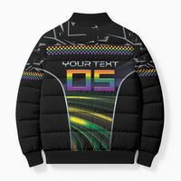 Custom Racing Pride Bomber Puffer Jacket Racing Rainbow Cyberpunk Style