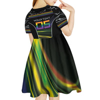 Custom Racing Pride Kid Short Sleeve Dress Racing Rainbow Cyberpunk Style