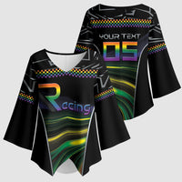 Custom Racing Pride Kimono Sleeve Blouse Racing Rainbow Cyberpunk Style