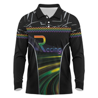 Custom Racing Pride Long Sleeve Polo Shirt Racing Rainbow Cyberpunk Style
