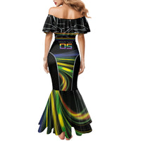Custom Racing Pride Mermaid Dress Racing Rainbow Cyberpunk Style