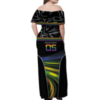 Custom Racing Pride Off Shoulder Maxi Dress Racing Rainbow Cyberpunk Style