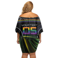 Custom Racing Pride Off Shoulder Short Dress Racing Rainbow Cyberpunk Style