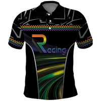 Custom Racing Pride Polo Shirt Racing Rainbow Cyberpunk Style