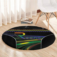 Racing Pride Round Carpet Racing Rainbow Cyberpunk Style