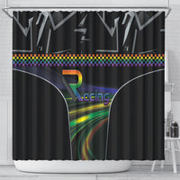 Racing Pride Shower Curtain Racing Rainbow Cyberpunk Style