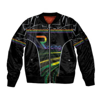 Custom Racing Pride Sleeve Zip Bomber Jacket Racing Rainbow Cyberpunk Style