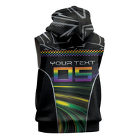 Custom Racing Pride Sleeveless Hoodie Racing Rainbow Cyberpunk Style