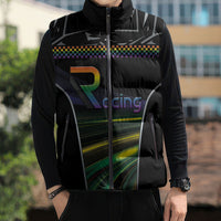 Custom Racing Pride Sleeveless Puffer Jacket Racing Rainbow Cyberpunk Style