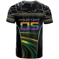 Custom Racing Pride T Shirt Racing Rainbow Cyberpunk Style