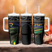 Custom Racing Pride Tumbler With Handle Racing Rainbow Cyberpunk Style