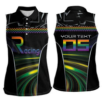 Custom Racing Pride Women Sleeveless Polo Shirt Racing Rainbow Cyberpunk Style