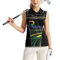 Custom Racing Pride Women Sleeveless Polo Shirt Racing Rainbow Cyberpunk Style