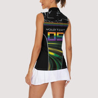 Custom Racing Pride Women Sleeveless Polo Shirt Racing Rainbow Cyberpunk Style