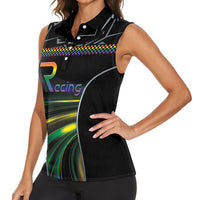 Custom Racing Pride Women Sleeveless Polo Shirt Racing Rainbow Cyberpunk Style