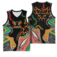 African Juneteenth Freedom Day 1865 Basketball Jersey Colors Liquid Marble With Broken Chains