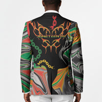 African Juneteenth Freedom Day 1865 Blazer Colors Liquid Marble With Broken Chains