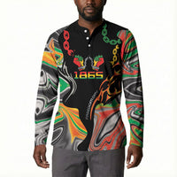 African Juneteenth Freedom Day 1865 Button Sweatshirt Colors Liquid Marble With Broken Chains