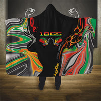 African Juneteenth Freedom Day 1865 Hooded Blanket Colors Liquid Marble With Broken Chains