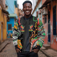 African Juneteenth Freedom Day 1865 Sleeve Zip Bomber Jacket Colors Liquid Marble With Broken Chains