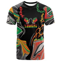 African Juneteenth Freedom Day 1865 T shirt Colors Liquid Marble With Broken Chains