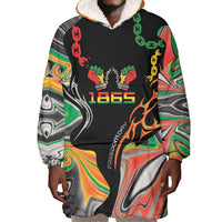 African Juneteenth Freedom Day 1865 Wearable Blanket Hoodie Colors Liquid Marble With Broken Chains