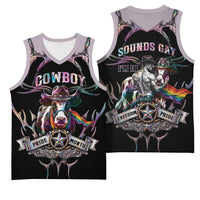 Cowboy Pride Month Sounds Gay Im in Basketball Jersey Y2K Tribal Chrome With Rainbow Scarf Cow