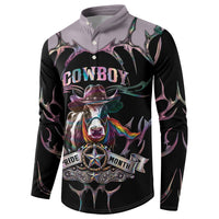 Cowboy Pride Month Sounds Gay Im in Button Sweatshirt Y2K Tribal Chrome With Rainbow Scarf Cow