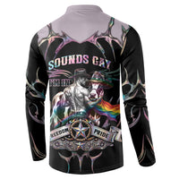 Cowboy Pride Month Sounds Gay Im in Button Sweatshirt Y2K Tribal Chrome With Rainbow Scarf Cow