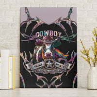Cowboy Pride Month Sounds Gay Im in Canvas Wall Art Y2K Tribal Chrome With Rainbow Scarf Cow