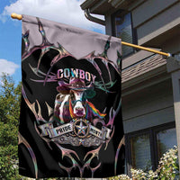 Cowboy Pride Month Sounds Gay Im in Garden Flag Y2K Tribal Chrome With Rainbow Scarf Cow