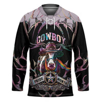Cowboy Pride Month Sounds Gay Im in Hockey Jersey Y2K Tribal Chrome With Rainbow Scarf Cow