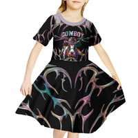 Cowboy Pride Month Sounds Gay Im in Kid Short Sleeve Dress Y2K Tribal Chrome With Rainbow Scarf Cow