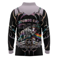 Cowboy Pride Month Sounds Gay Im in Long Sleeve Polo Shirt Y2K Tribal Chrome With Rainbow Scarf Cow