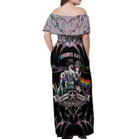 Cowboy Pride Month Sounds Gay Im in Off Shoulder Maxi Dress Y2K Tribal Chrome With Rainbow Scarf Cow