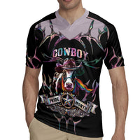 Cowboy Pride Month Sounds Gay Im in Rugby Jersey Y2K Tribal Chrome With Rainbow Scarf Cow