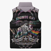 Cowboy Pride Month Sounds Gay Im in Sleeveless Puffer Jacket Y2K Tribal Chrome With Rainbow Scarf Cow