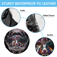 Cowboy Pride Month Sounds Gay Im in Spare Tire Cover Y2K Tribal Chrome With Rainbow Scarf Cow