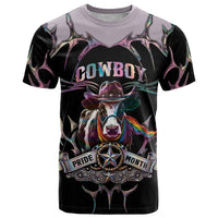 Cowboy Pride Month Sounds Gay Im in T Shirt Y2K Tribal Chrome With Rainbow Scarf Cow