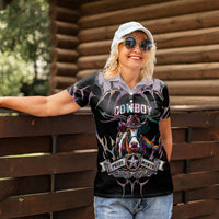 Cowboy Pride Month Sounds Gay Im in Women Polo Shirt Y2K Tribal Chrome With Rainbow Scarf Cow