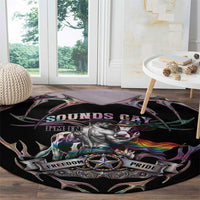 Cowboy Pride Month Sounds Gay Im in Round Carpet Y2K Tribal Chrome With Rainbow Scarf Cow Version 2