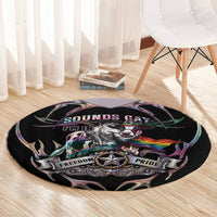 Cowboy Pride Month Sounds Gay Im in Round Carpet Y2K Tribal Chrome With Rainbow Scarf Cow Version 2