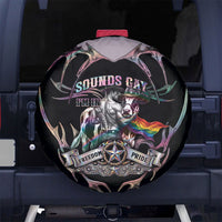 Cowboy Pride Month Sounds Gay Im in Spare Tire Cover Y2K Tribal Chrome With Rainbow Scarf Cow Version 2