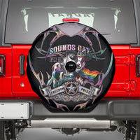 Cowboy Pride Month Sounds Gay Im in Spare Tire Cover Y2K Tribal Chrome With Rainbow Scarf Cow Version 2