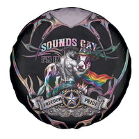 Cowboy Pride Month Sounds Gay Im in Spare Tire Cover Y2K Tribal Chrome With Rainbow Scarf Cow Version 2