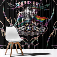 Cowboy Pride Month Sounds Gay Im in Window Curtain Y2K Tribal Chrome With Rainbow Scarf Cow Version 2